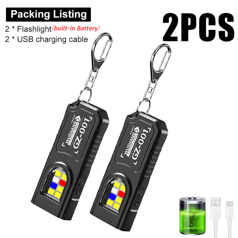 Outdoor Camping Lights - Multifunctional Keychain Flashlight USB Rechargeable Mini