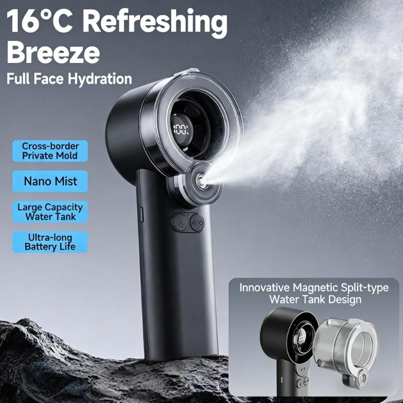Outdoor Camping Misting Fan - Portable Handheld Fan 3600mah Rechargeable Water