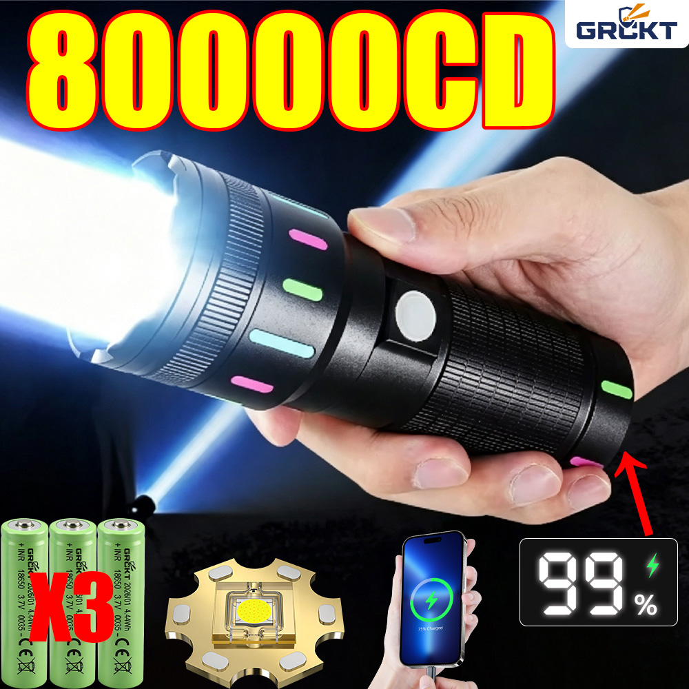 Outdoor Camping Adventure - 80000CD Most Powerful LED Flashlight High
