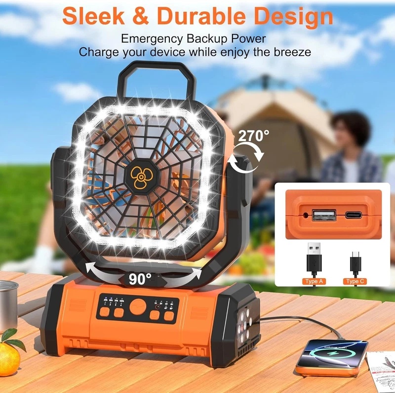 Outdoor Camping Misting Fan - Multifunctional Portable Cooling Fan 20000mAh Waist‑clip