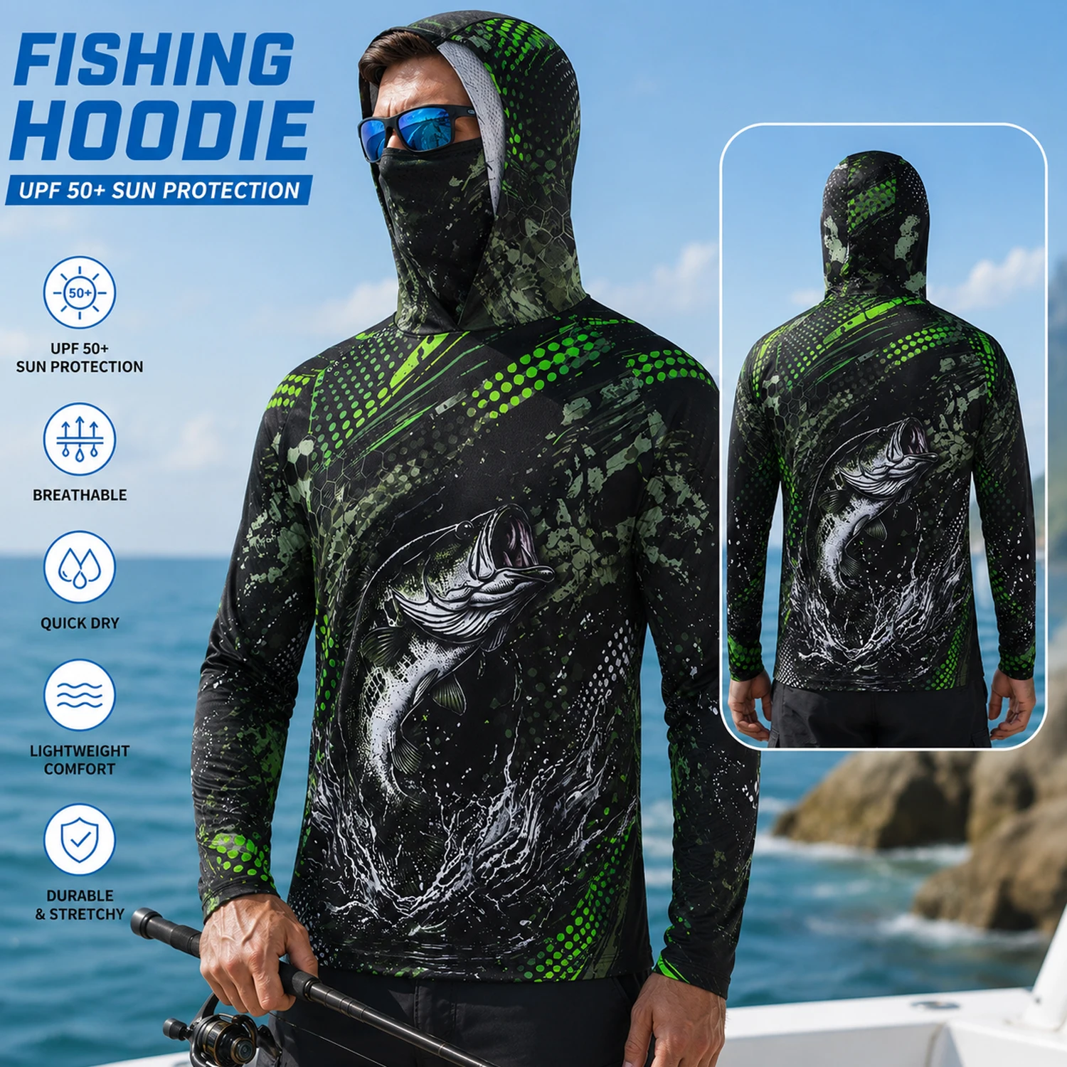 Outdoor Camp - Men's Pro Angler Bass Fishing Hooded