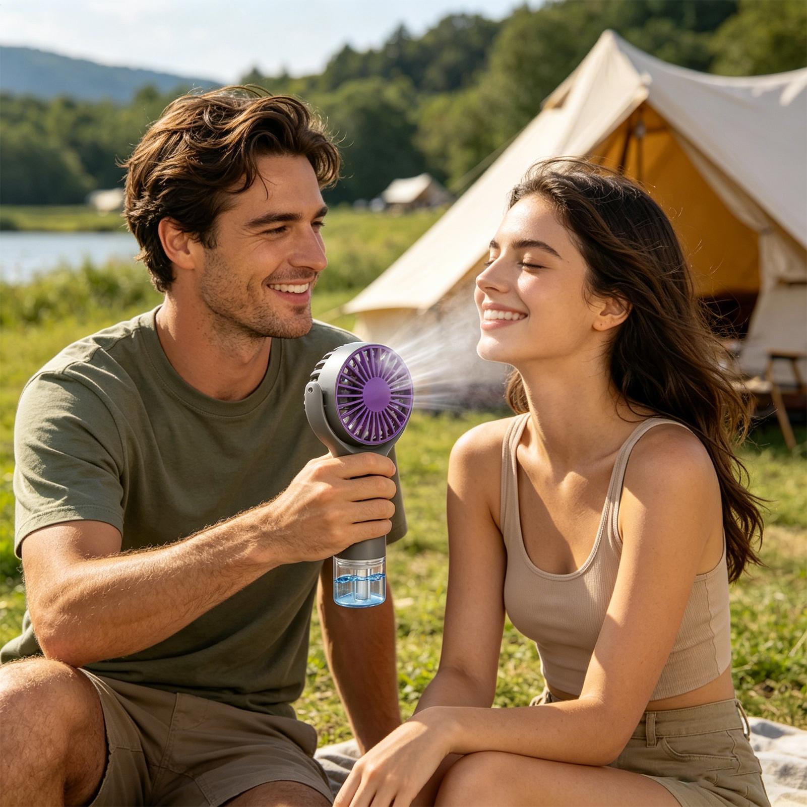 Portable Fan with Mist USB Cha - Outdoor Camping Misting Fan recension och pris