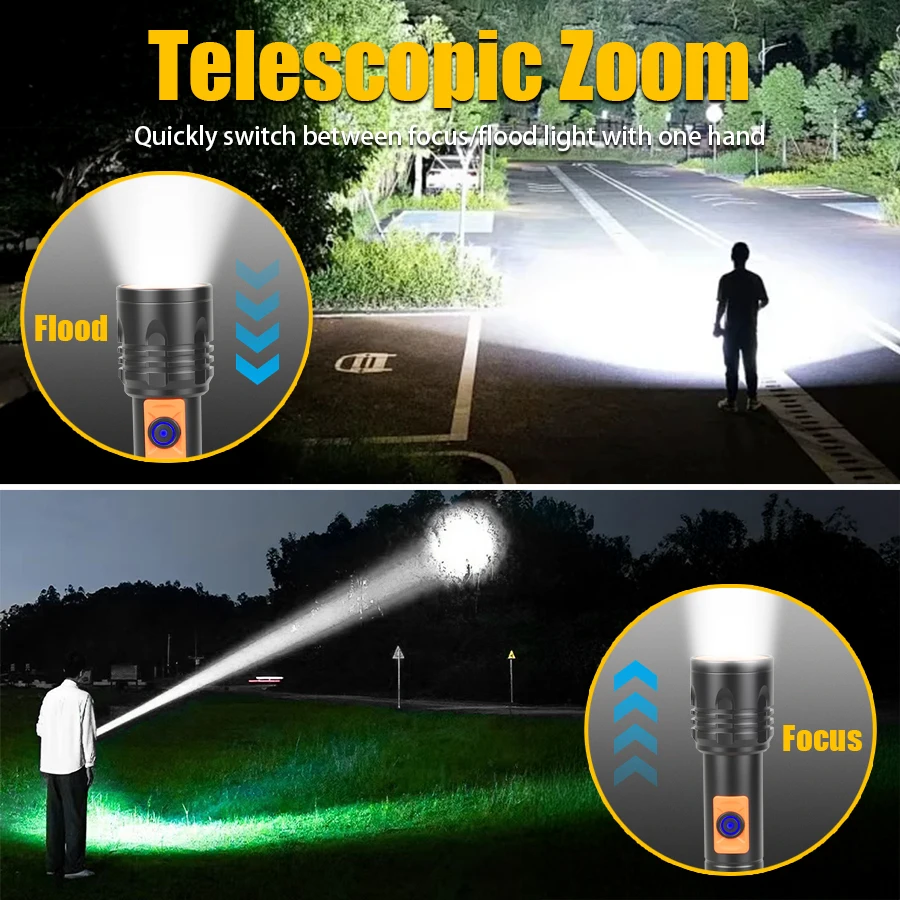 High Power LED Flashlight USB  - Outdoor Camping Lantern recension och pris