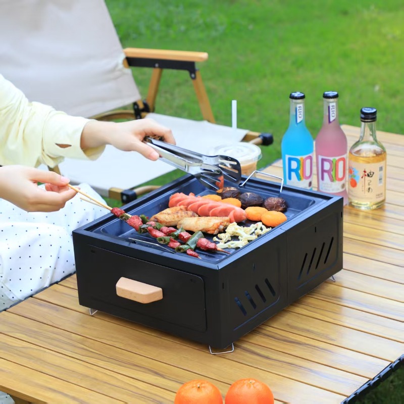 Portable Charcoal BBQ Grill Sq - Outdoor Camping Set recension och pris