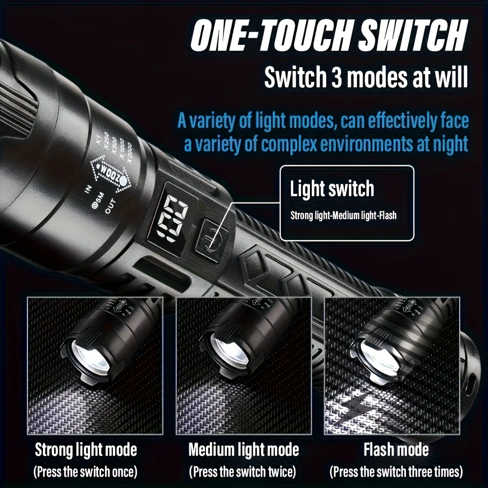 Tactical LED Flashlight 2000LM - Outdoor Camping Adventure recension och pris