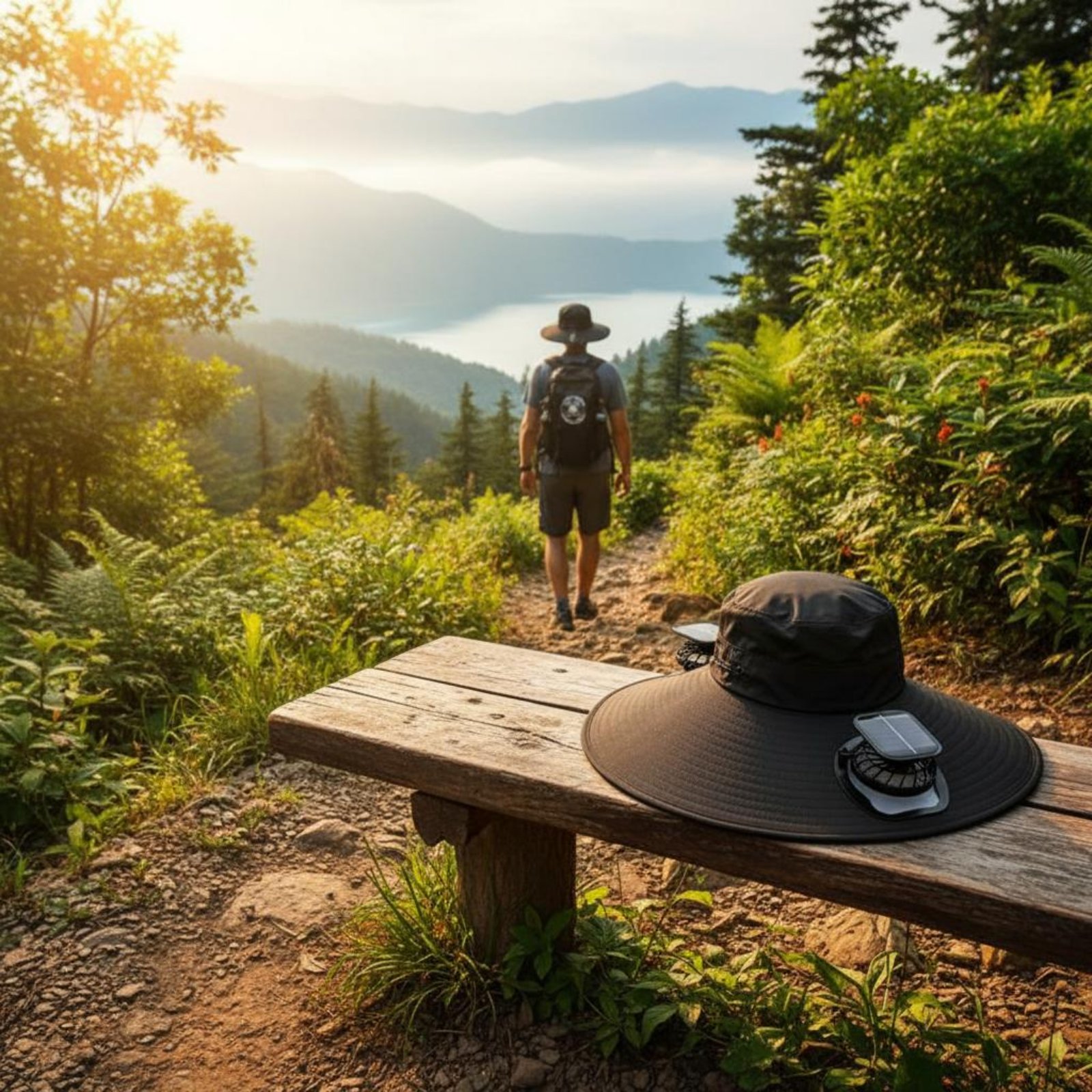 Solar Powered Fan Hat Breathab - Outdoor Camping Misting Fan recension och pris
