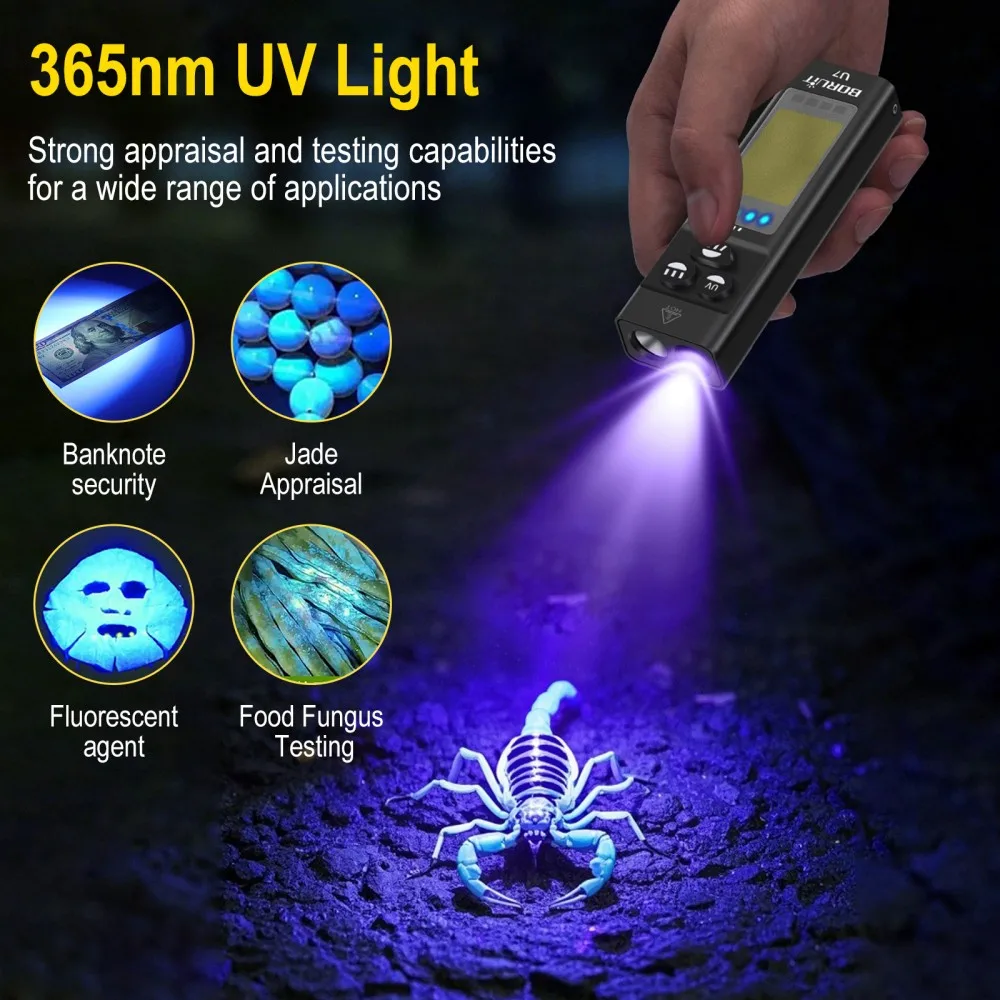 BORUiT U7 UV LED EDC Flashligh - Outdoor Camping Lantern recension och pris