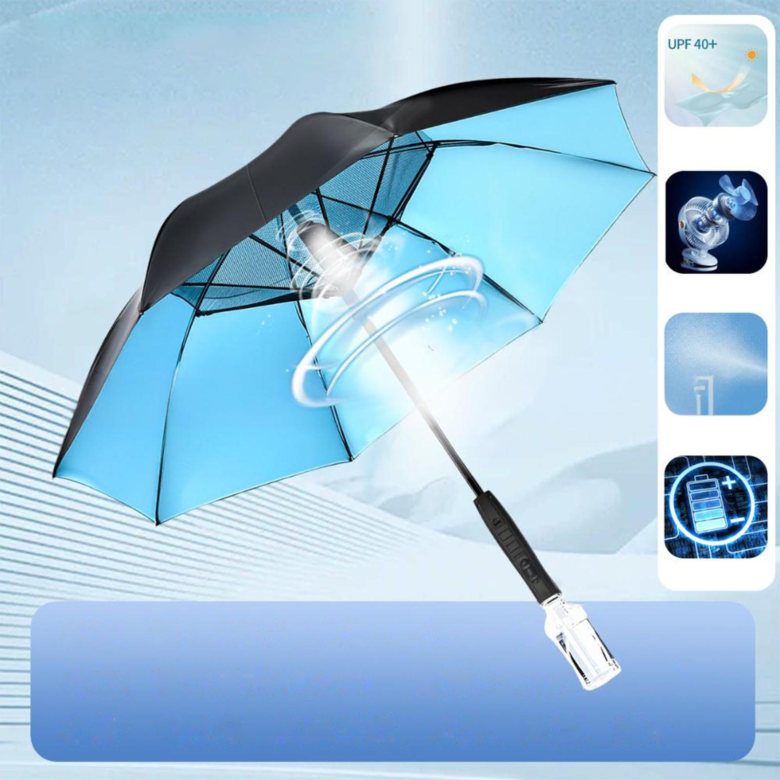 Umbrella with Fan and Mist Spr - Outdoor Camping Misting Fan recension och pris