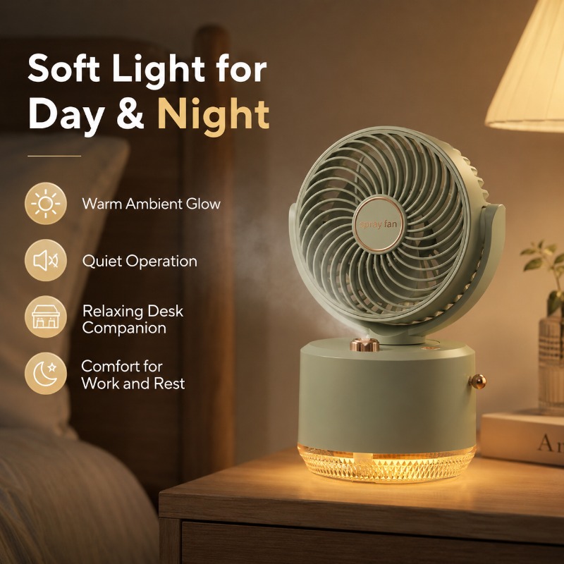 Quiet Rechargeable Mist Table  - Outdoor Camping Misting Fan recension och pris