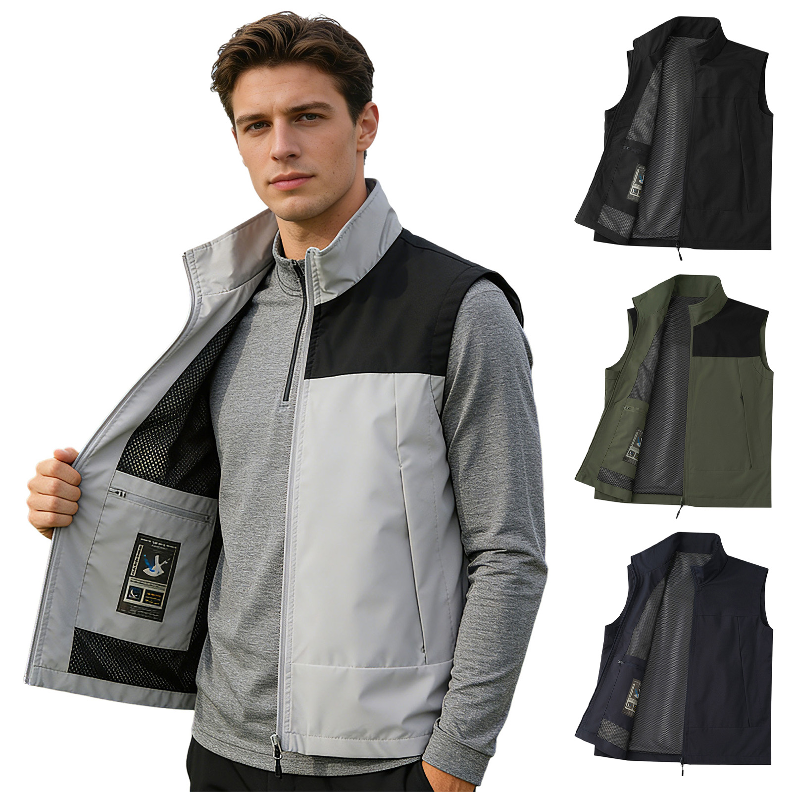 #M-5XL Men Golf Vest Stand Col - Outdoor Camping In Winter recension och pris