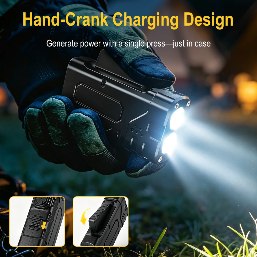 BORUIiT Hand Crank EDC LED Fla - Outdoor Camping Lantern recension och pris