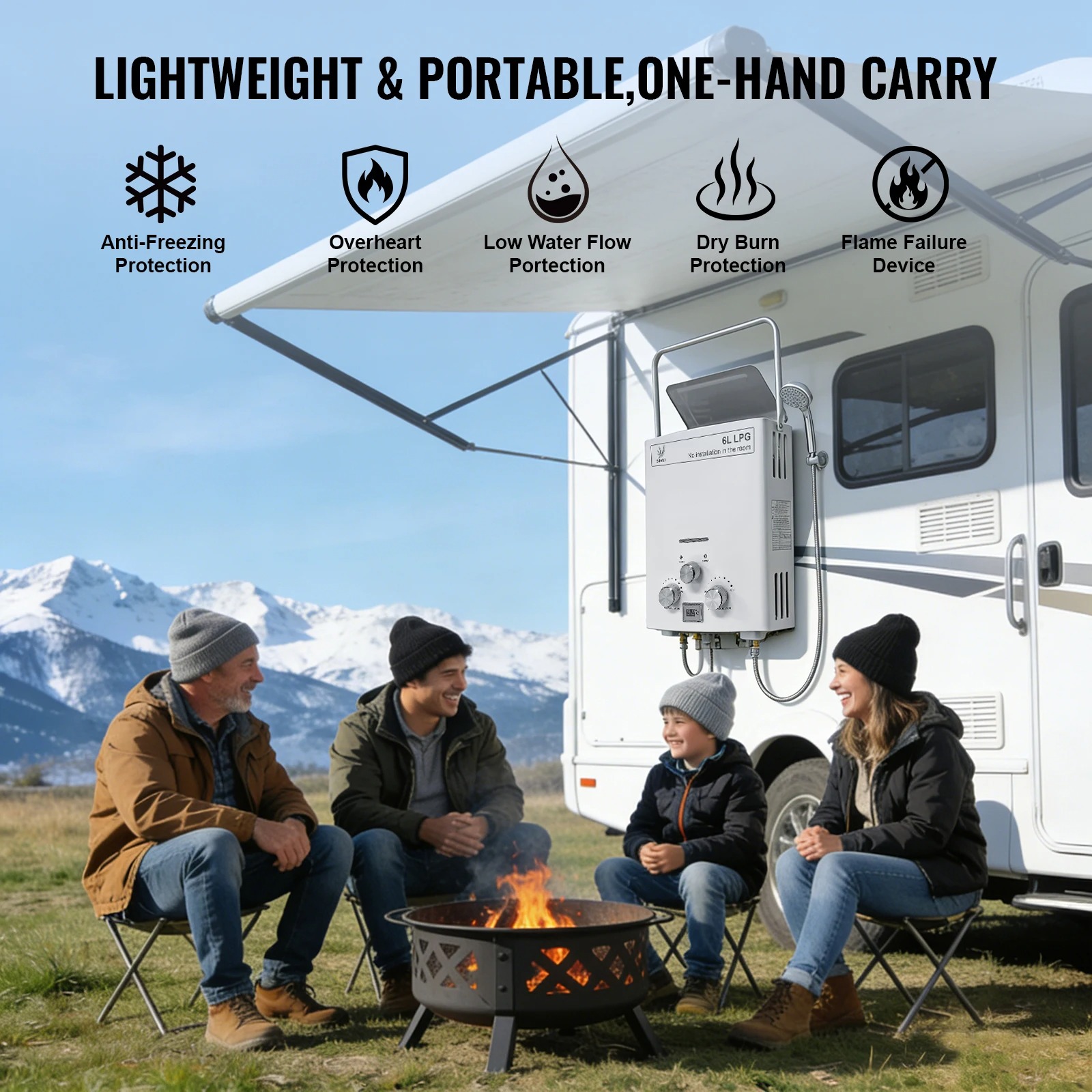 LPG Gas Water Heater|SIHAO 6L  - Outdoor Camping Hot Water Heater recension och pris