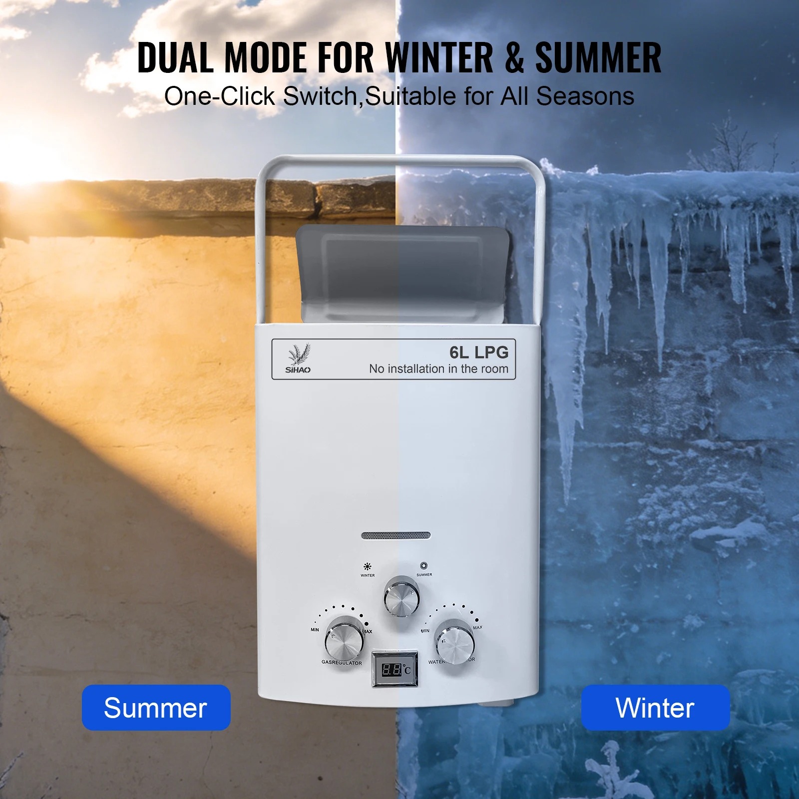 LPG Gas Water Heater|SIHAO 6L  - Outdoor Camping Hot Water Heater recension och pris