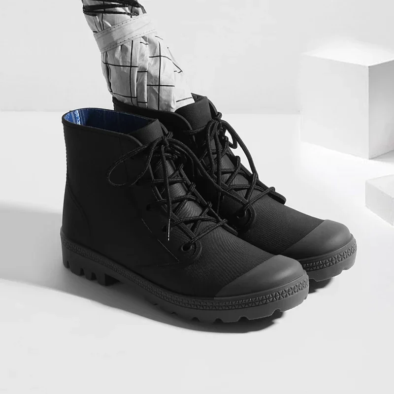 Winter Men Rain Boots Lace-up  - Outdoor Camping In Winter recension och pris